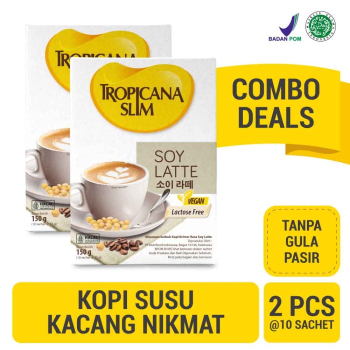 

TERBARU Twin Pack: Tropicana Slim Soy Latte (10 Sch) - Kopi Bebas Gula /KOPI EUBE/KOPI KAPAL