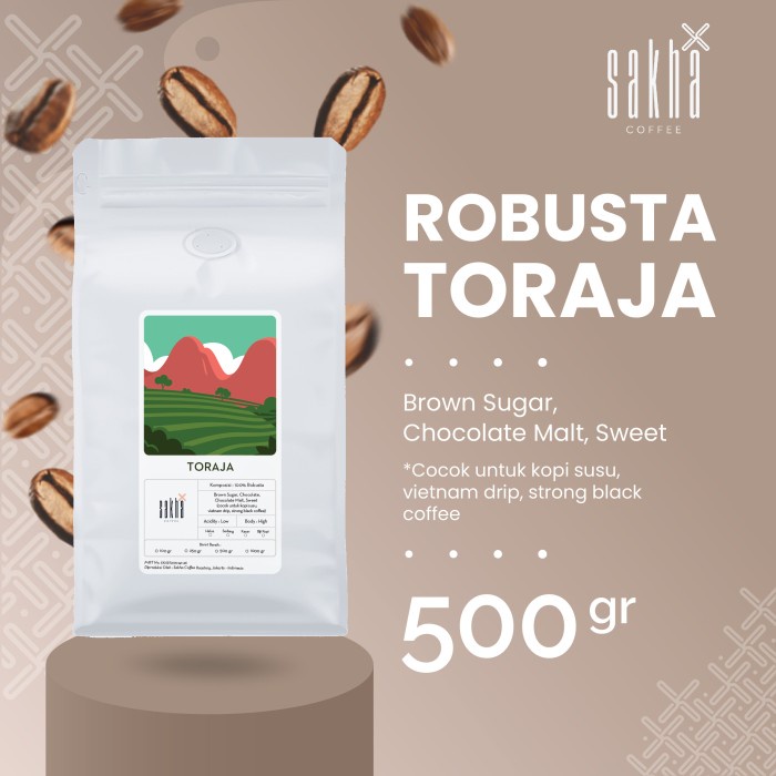 

Sale Biji Kopi Bubuk Robusta Toraja Coffee Roast Beans Sakha Roastery 500Gr /KOPI EUBE/KOPI KAPAL