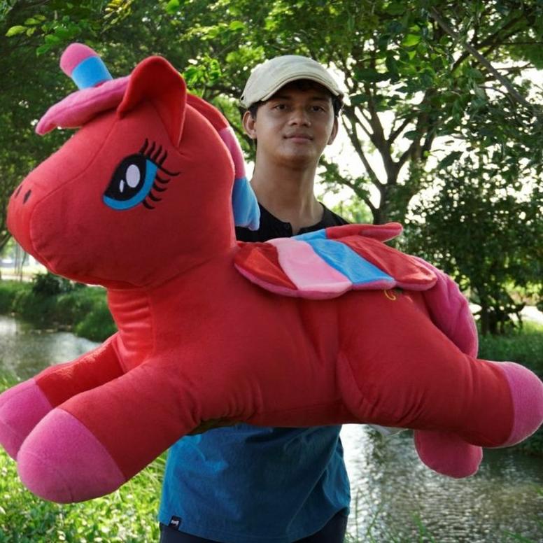 Boneka Kuda Poni Jumbo 1 Meter Bahan Yelvo Super Premium Halus Dan Lembut berlabel SNI