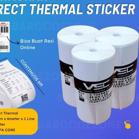 

COD | KF7 | KERTAS LABEL STICKER THERMAL Continuous 58mm x 37mm Core 10mm - 6 Meter