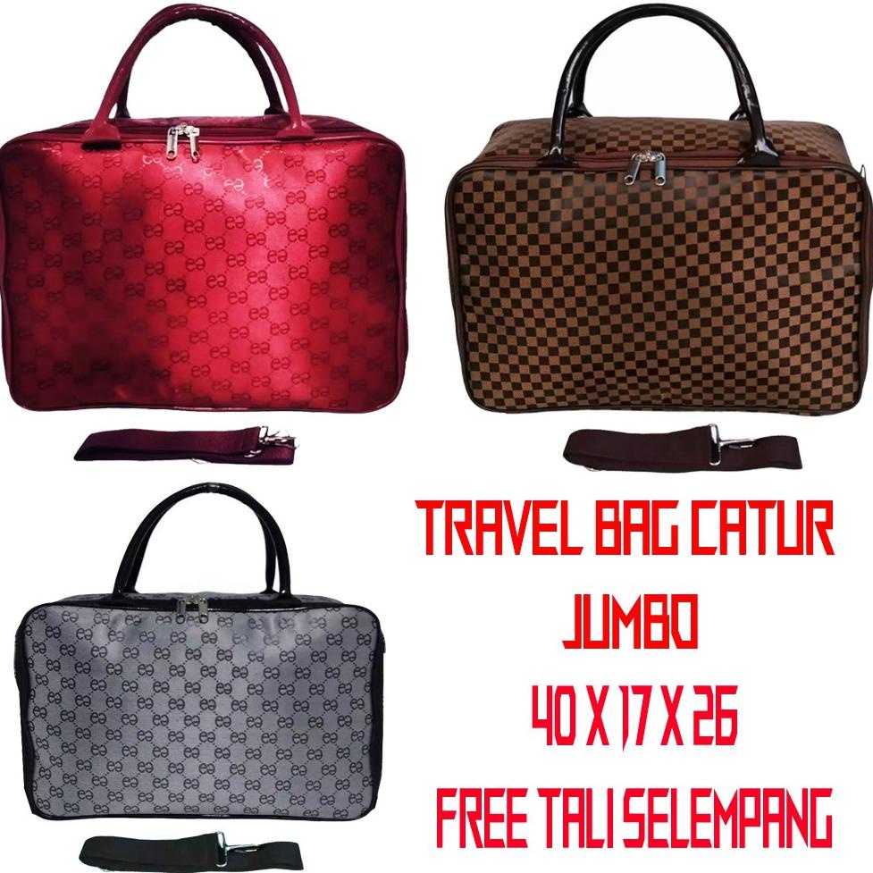 [KODE 7JMHL] PREMIUM Glossy ~ TRAVEL BAG KOPER CATUR COKLAT MAROON ABU (TAS KOPER JINJING/TAS RENANG