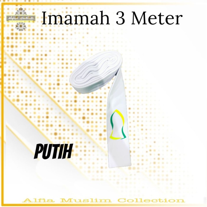 Sorban Sorban Imamah 3 Meter - Putih(B1X6) BEST SELLER Sorban Kashmiri ORIGINAL Sorban Almas IMPORT 