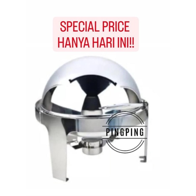 PROMO Chafing Dish/Roll Top Oval / Bulat / Pemanas Makanan ---READY---