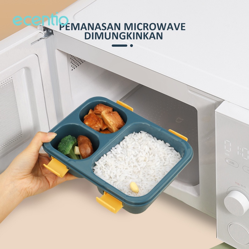 ecentio tempat makan anak set bayi 4 Sekat kotak makan anak set 1300ml/dan tas/Lunch Box Dengan Tempat Sup free Sendok Anti Tumpah/PBA Free