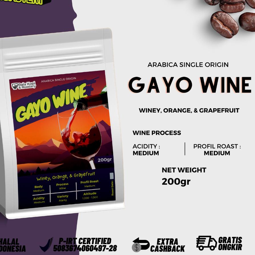 

12.12 FLASH SALE Kopi Arabika Aceh Gayo Wine | Biji Kopi Single Origin Arabica 200gr grosir