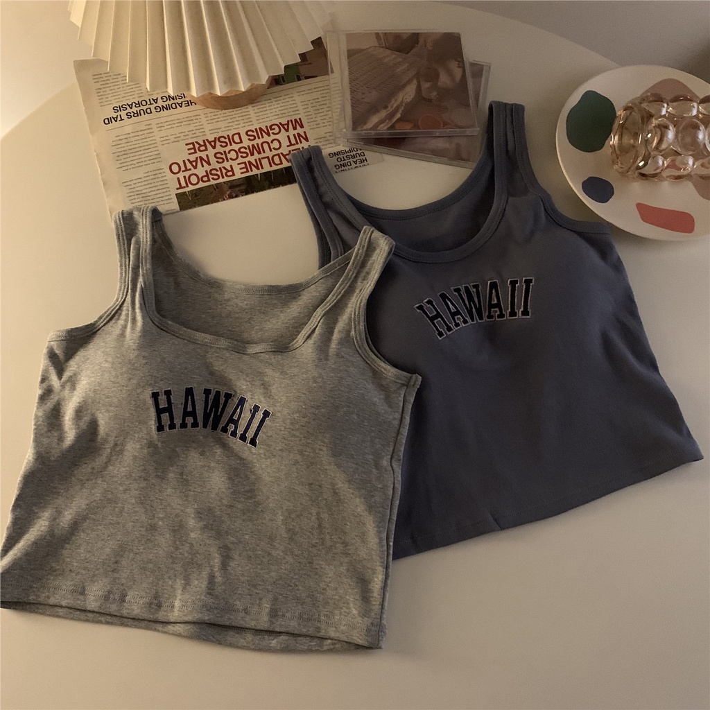 Red Hot girl letter bordir kamisol dalam wanita musim panas dengan bantalan dada olahraga tube top outer memakai short top ins