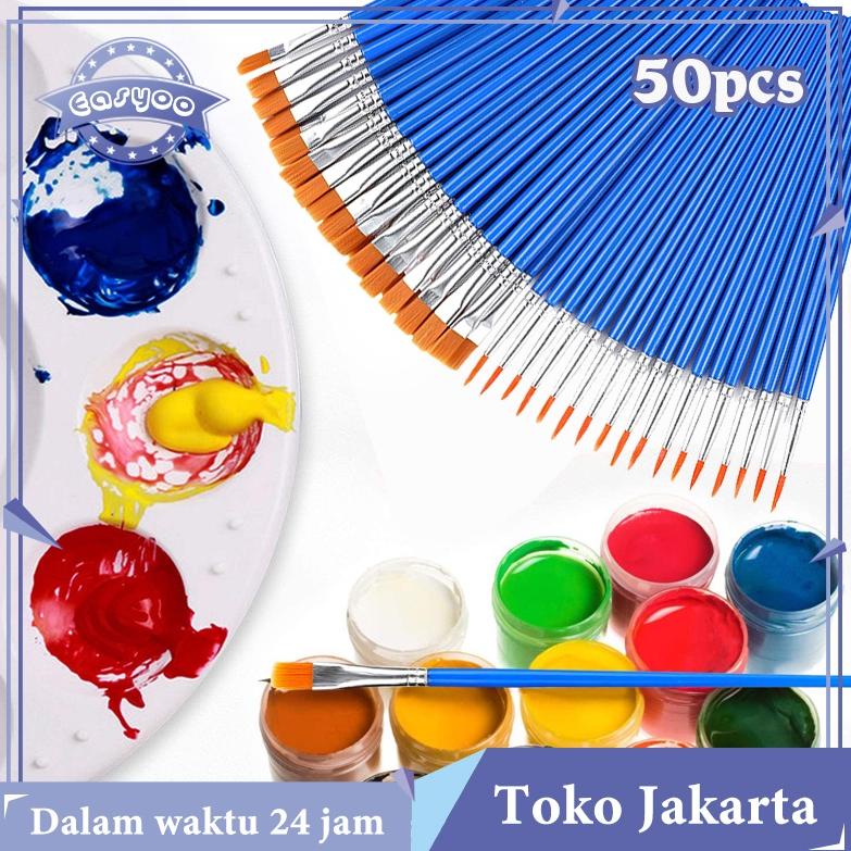 

77 50pcs Set Kuas Lukis Lengkap Paintbrush Paint Brushes Brush Kuas Cat Air Cat Minyak Lukis ➺Model Baru