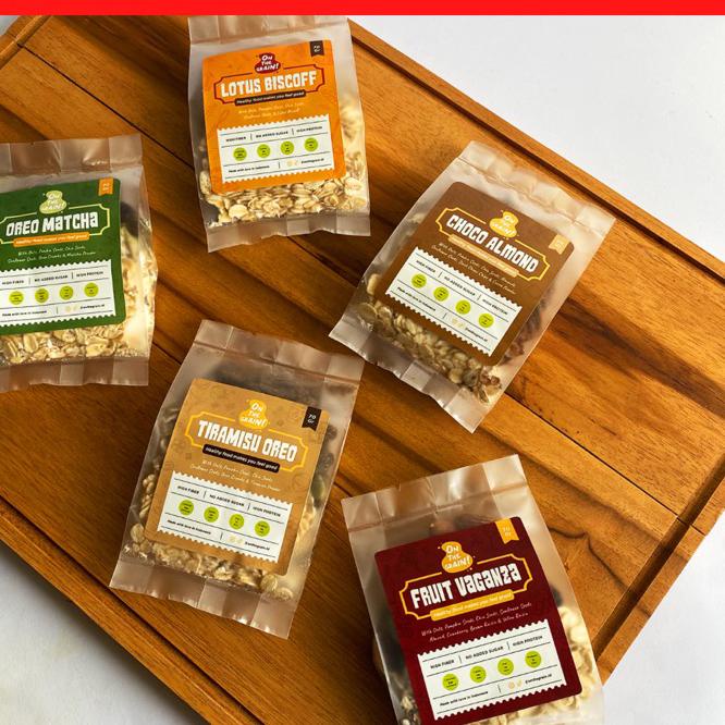 

Sale | FG2 | (5 PACKS) ON THE GRAIN Overnight / Instant Oats - Sarapan Sehat Cemilan Healthy Muesli