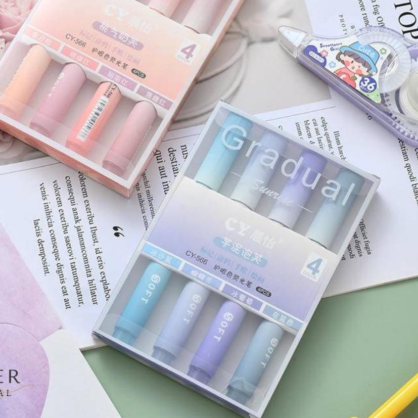 

Discount | FG2 | TOPER 4Pcs/Set Pena Stabilo Kawaii Permen Warna Pastel Highlighter Lucu Aesthetic Estetik