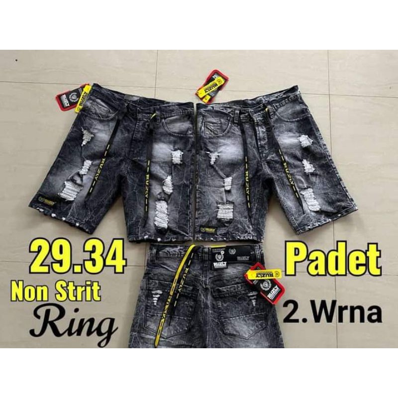 Celana Pendek Pria Jeans Sobek Distro Hitam