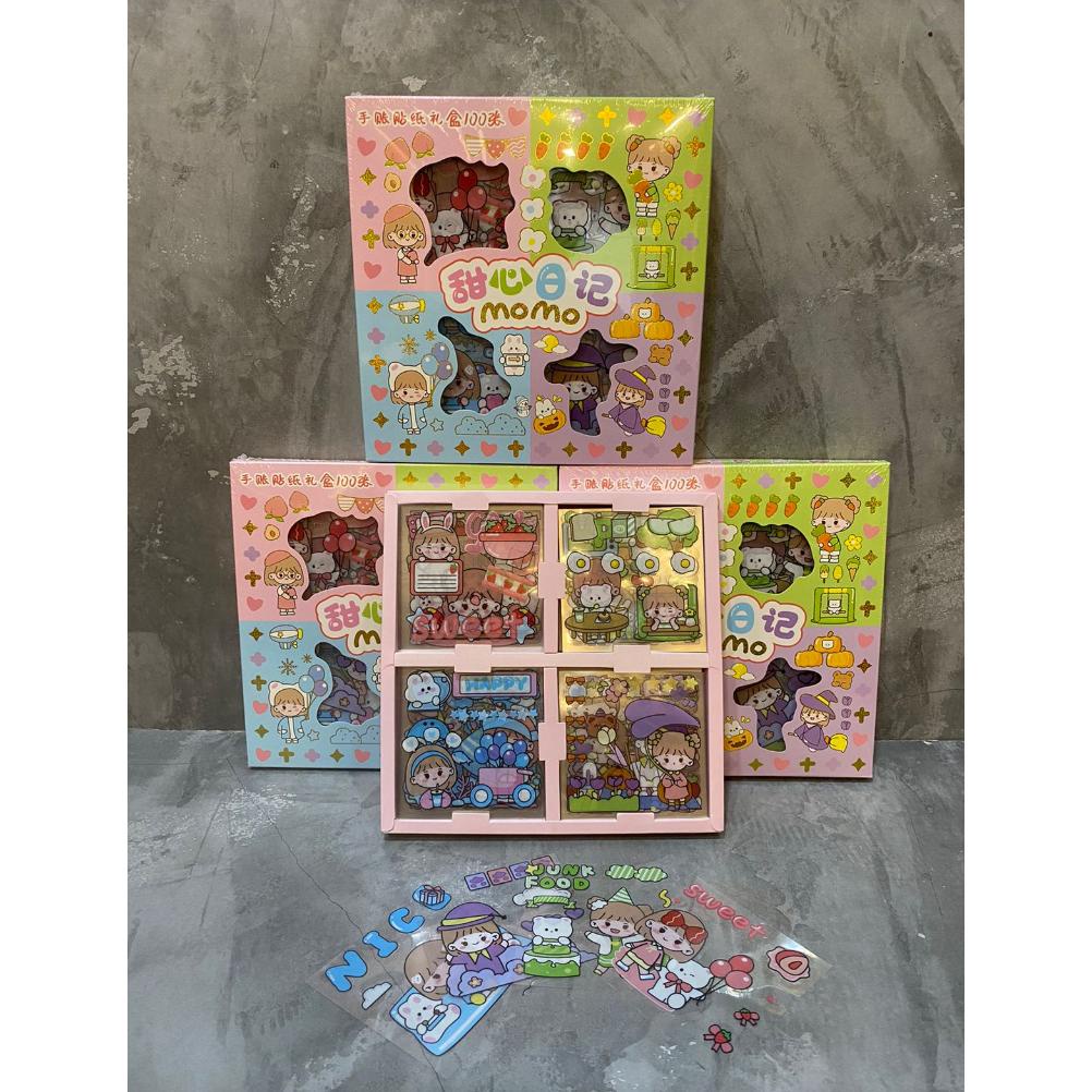 

(BISA COD) Sticker MOMO Rainbow 100 Lembar Motif Korea Lucu