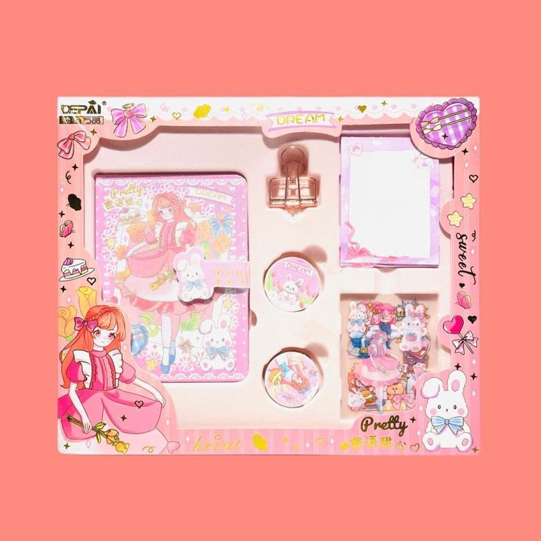 

Terbaru - Journal Set Diary diary book set korea style cute stiker buku sticker ..