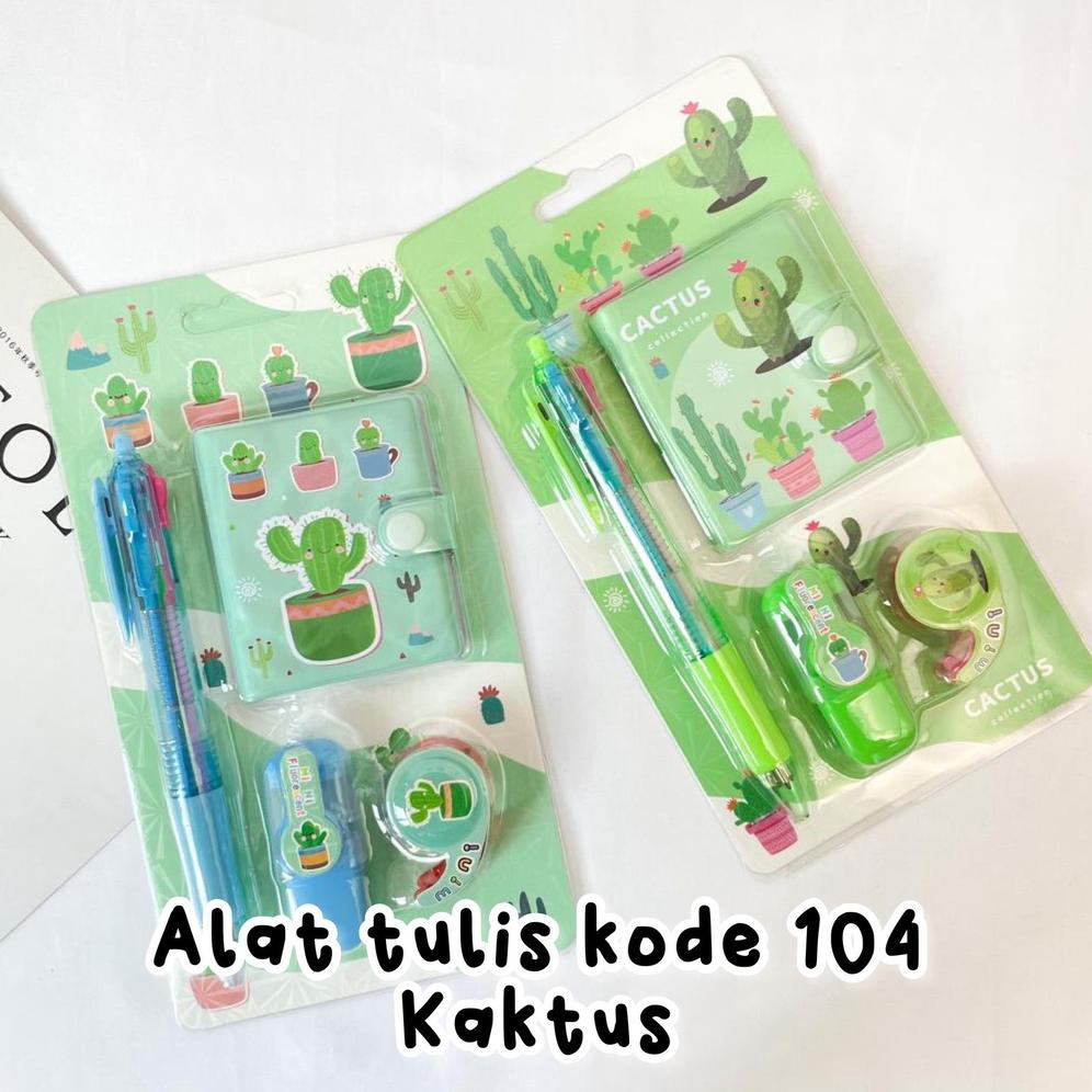

[LHG75] Set alat tulis mini KAKTUS isi 4 buku kecil pulpen highlighter mini solatip paket Murah Kado Unik Souvenir 79