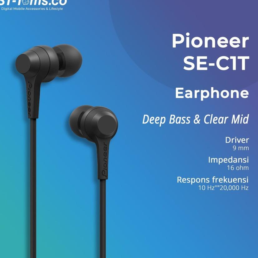 Terkeren Pioneer SE-C1T In Ear Earphone - Hitam Kualitas Handal
