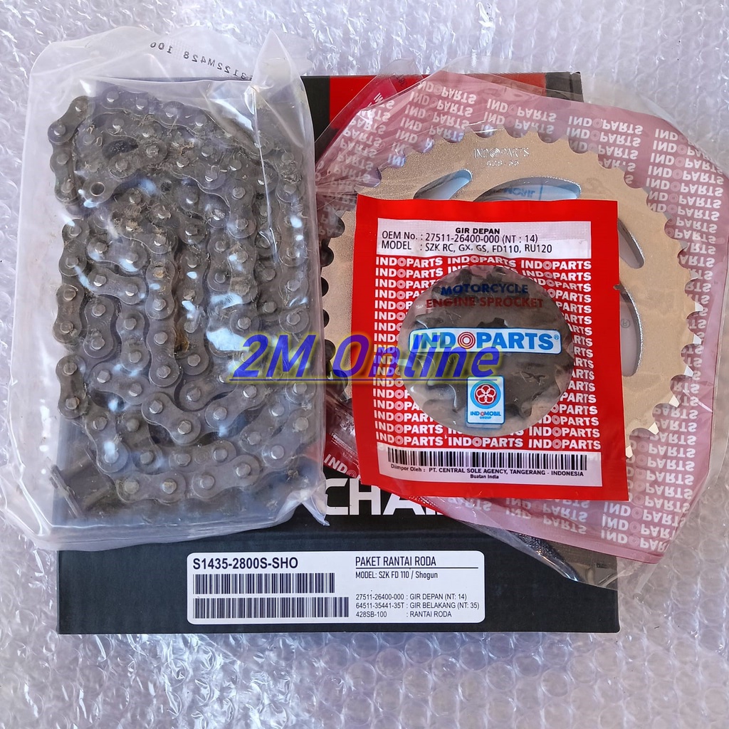 Mdr Gear Set Rantai Shogun FD 110 14-35T 428SB-100 Solid Bush Indopart