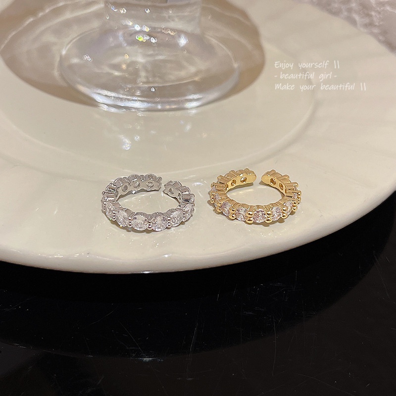 Gaya Baru Super Berkilau Indah Zirkon Cincin Sederhana Adjustable Pembukaan Jari Telunjuk Rings