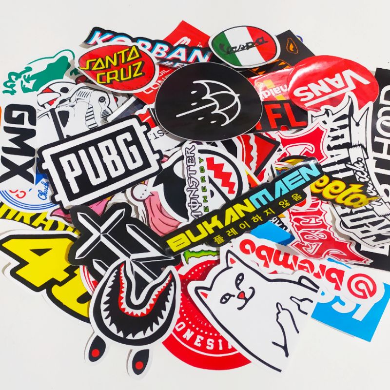 

Paket 13pcs Stiker brand / stiker distro bahan Graftac