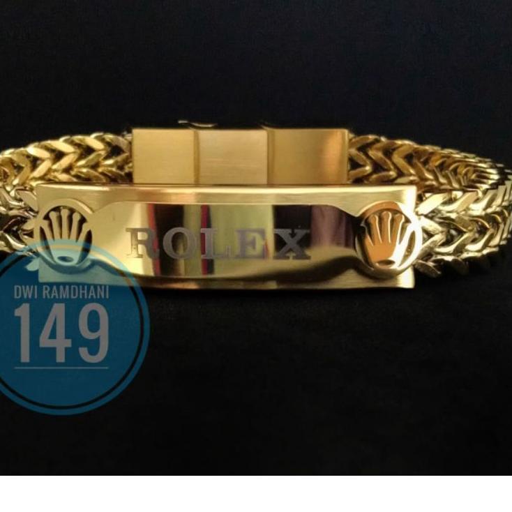 Laris Gelang Rolex Rantai Gold Titanium gelang tangan pria Trendy anti karat Get Bonus