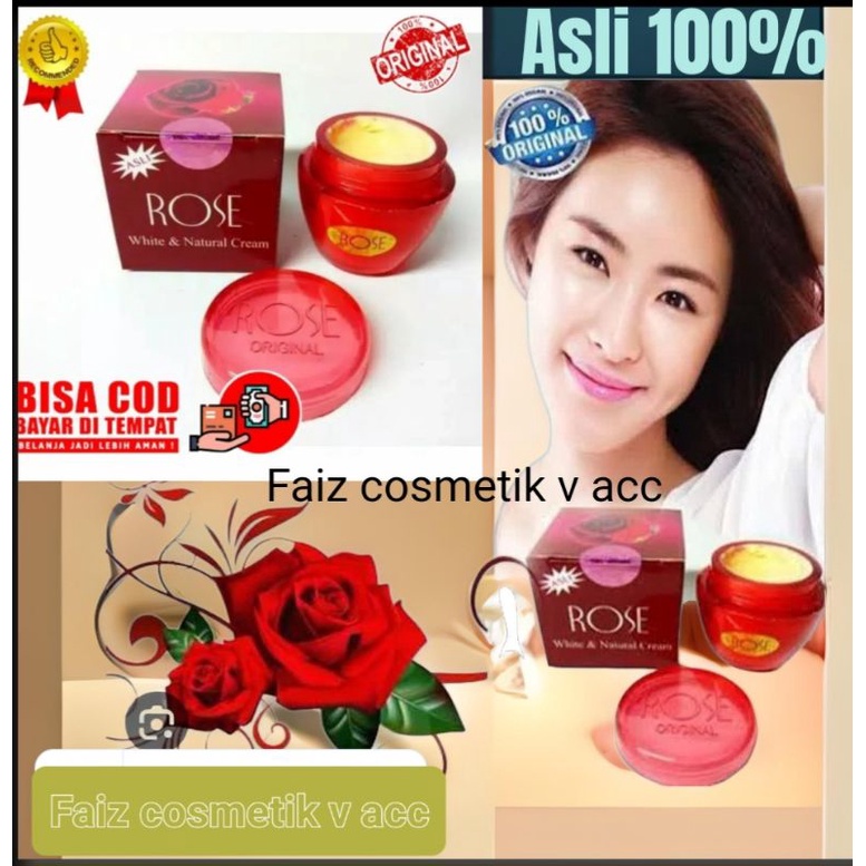 CREAM ROSE WHITENING / ROSE NATURAL ORIGINAL BPOM SUPER POT/ Cream rose whait original 100%.