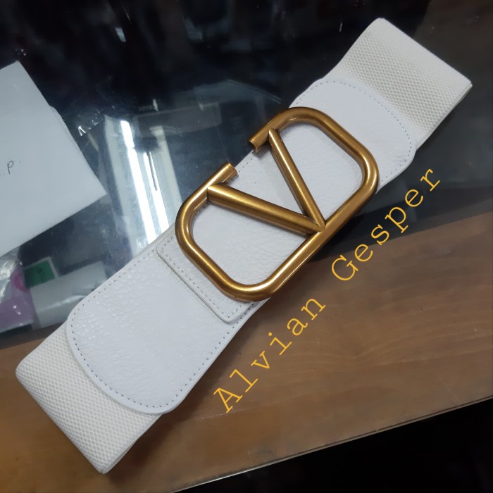 Gesper ikat pinggang wanita karet obi belt valentino lebar 7cm Putih Ikat Pinggang Wanita Sabuk Prom