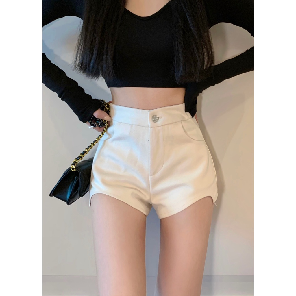 ☈celana wanita impor retro gaya Hong Kong desain tidak teratur kasual celana wanita musim panas slim celana pendek hot girls hot pants lurus a-line celana celana wanita celana highwaist