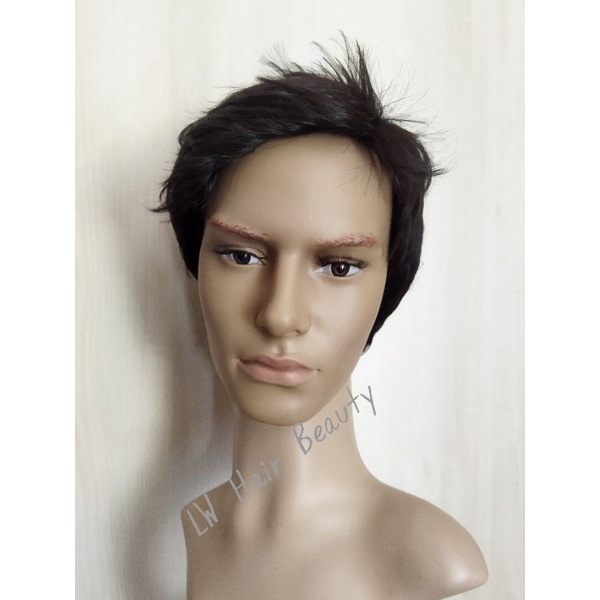 Wig Pria Pendek Belah Samping