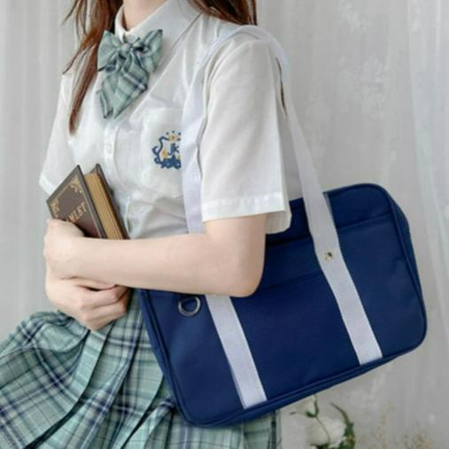 tas sekolah jepang japan school bag navy blue cosplay tas bahu jinjing