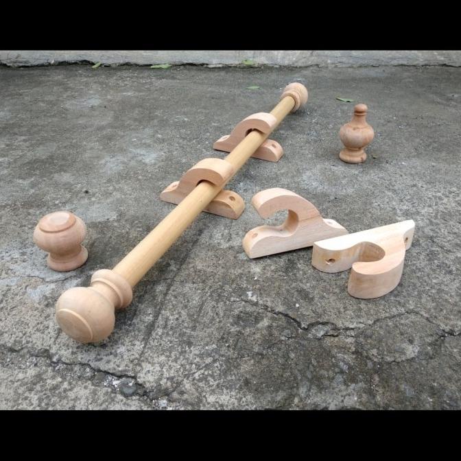 Paket Tongkat Gorden Gordyn Hordeng Gordeng Braket Kayu Bracket Wood