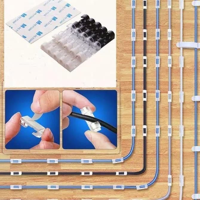 

_^_^_^] Klip 20 PCS Tempel Manajemen Kabel Wire Organizer housing clamp cable
