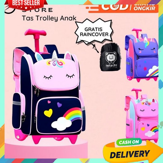 Tas Troli Anak Perempuan Tk Laki Sd Cewek Cowok Backpack Doronganak Sekolah Korean Style Waterproof 