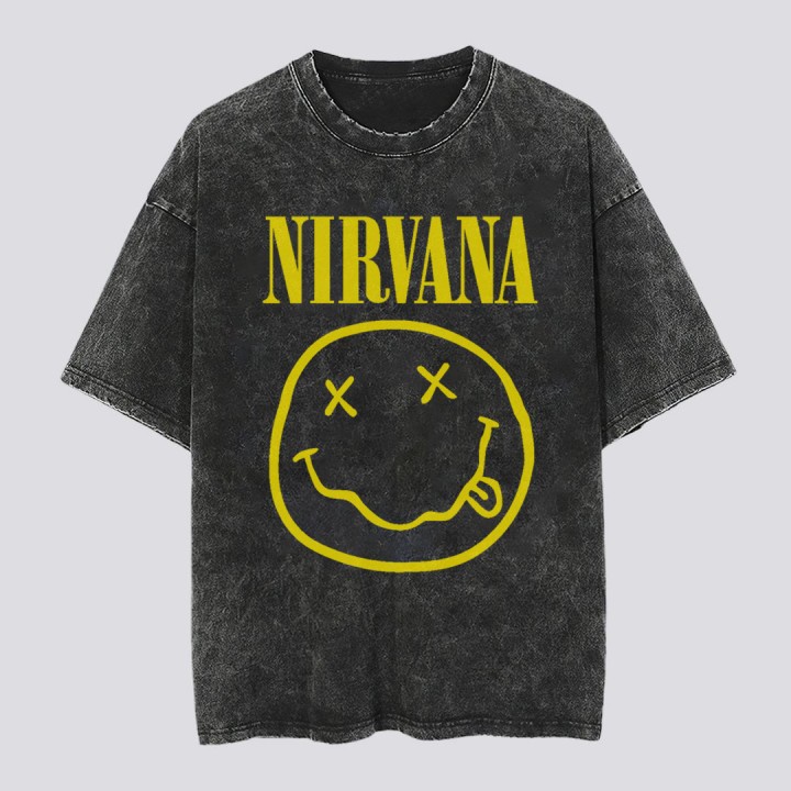 Kaos Band Washed Nirvana Smiley