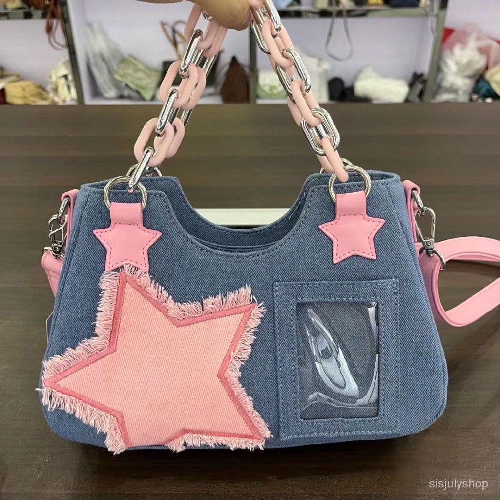 [✅BISA COD] #Sisjuly# Tas bahu Y2K wanita / tas selempang bahu denim retro y2k baru / tas tangan wan