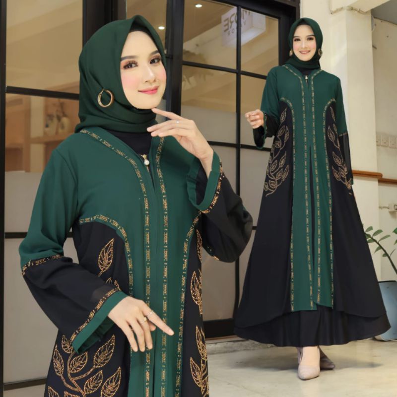 GAMIS ABAYA TURKEY KOMBINASI WARNA FOREST