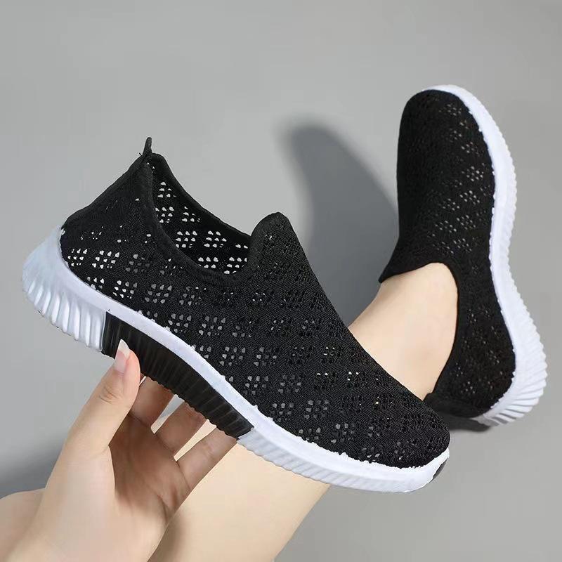 TOPGROSIR LV0117 Sepatu Slip On Wanita Import Sepatu Fashion Wanita Korea Motif Jaring