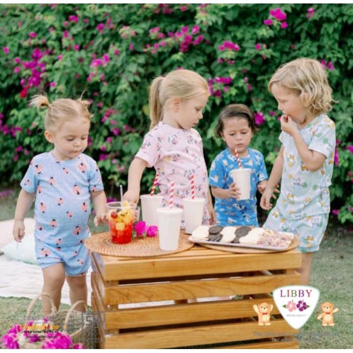 Libby Setelan Oblong Tipis Cotton Motif / Kaos Setelan Pendek