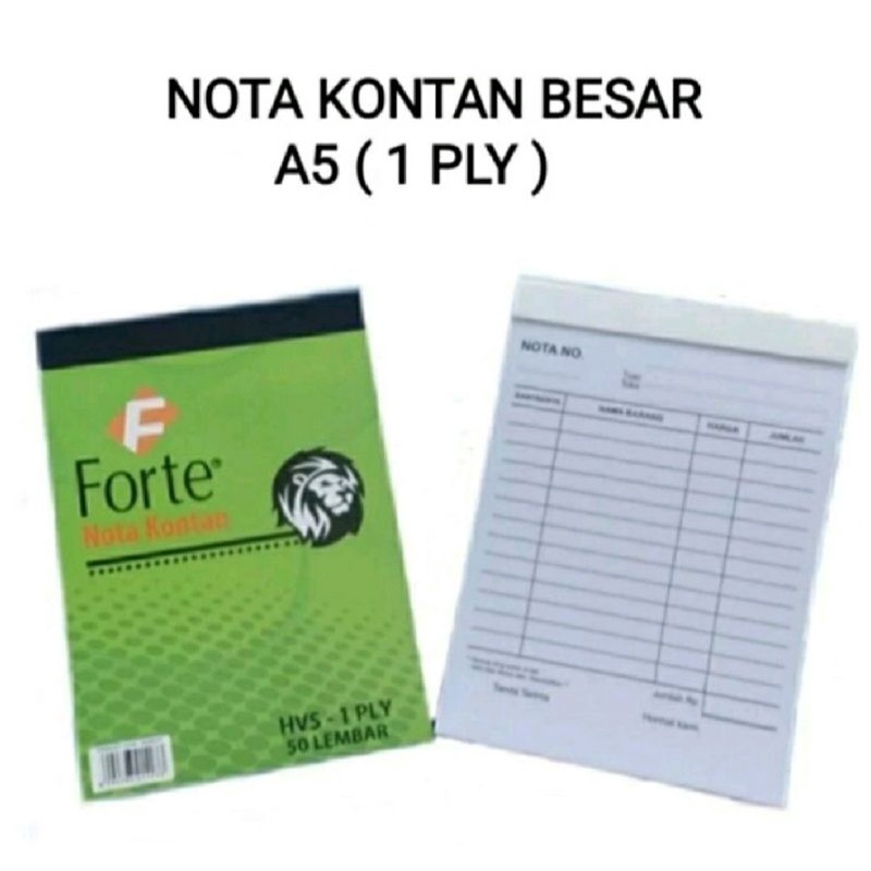 

Nota Kontan A5 Forte 1 PLY / Buku Bon Besar 14,8 x 21 cm