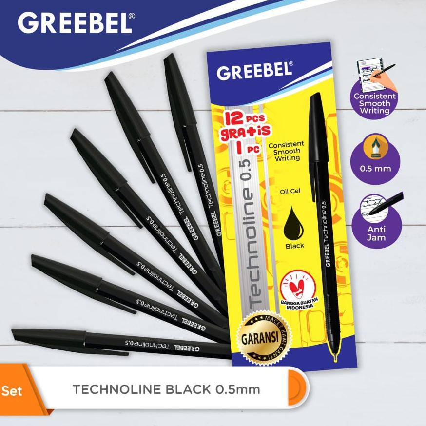 

Serbu Pulpen Greebel Technoline 0.5 Pen Greebel 1 Pack 12+1 Pcs