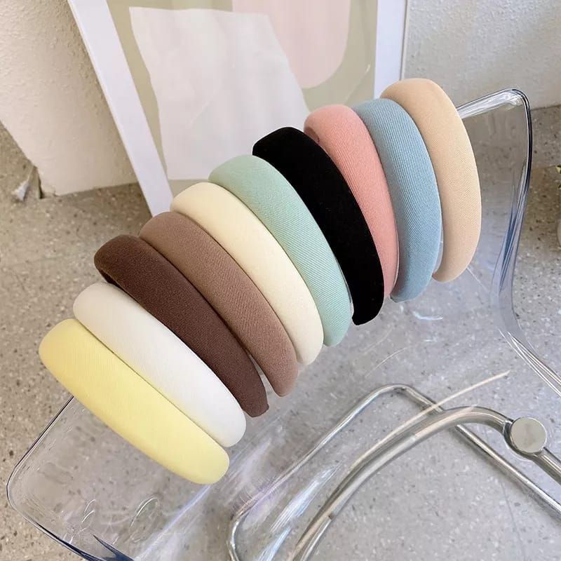 Bando Kain Tebal Wanita Korea Headband Cloud Polos Lebar Empuk