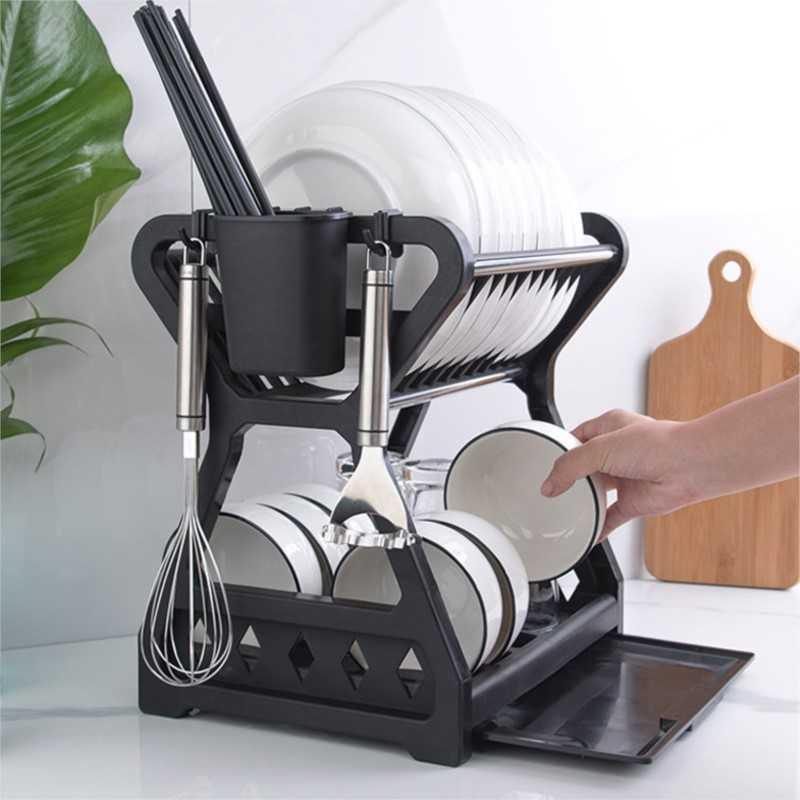 MitoClean Rak Piring Gelas Pengering Drainer Kitchen Dish Rack 2 layer - MYH002