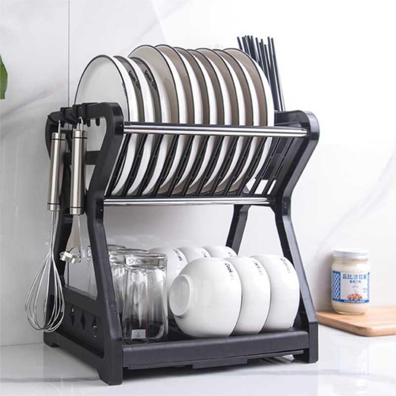 MitoClean Rak Piring Gelas Pengering Drainer Kitchen Dish Rack 2 layer - MYH002