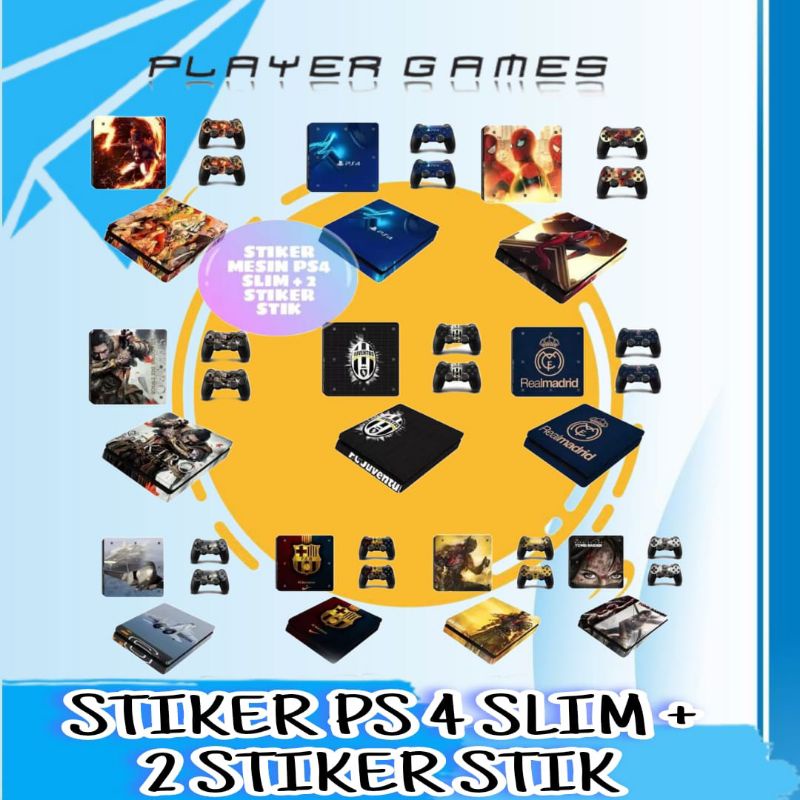 STIKER MESIN PS4 SLIM + 2 STIKER STIK GARSKIN PELINDUNG MESIN PS4 SLIM