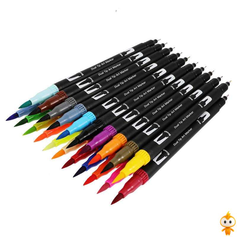 FLASHMART Spidol 12/24/26/48 Double Head Drawing Pen Fine Art Watercolor Set - MKB