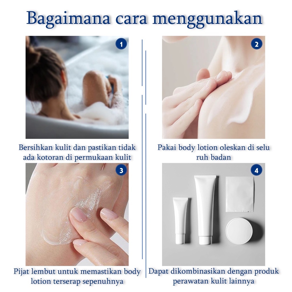 Brightening body lotion Lotion pemutih badan Bodi lotion 300ml Niacinamide pemutih badan, lotion memutihkan pelembab dan