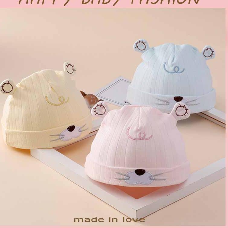 Sangat Nyaman.. (Baru Datang ) 0-6Bulan MZ002 Topi Kupluk Motif Bear / Topi Anak Perempuan / Kupluk 