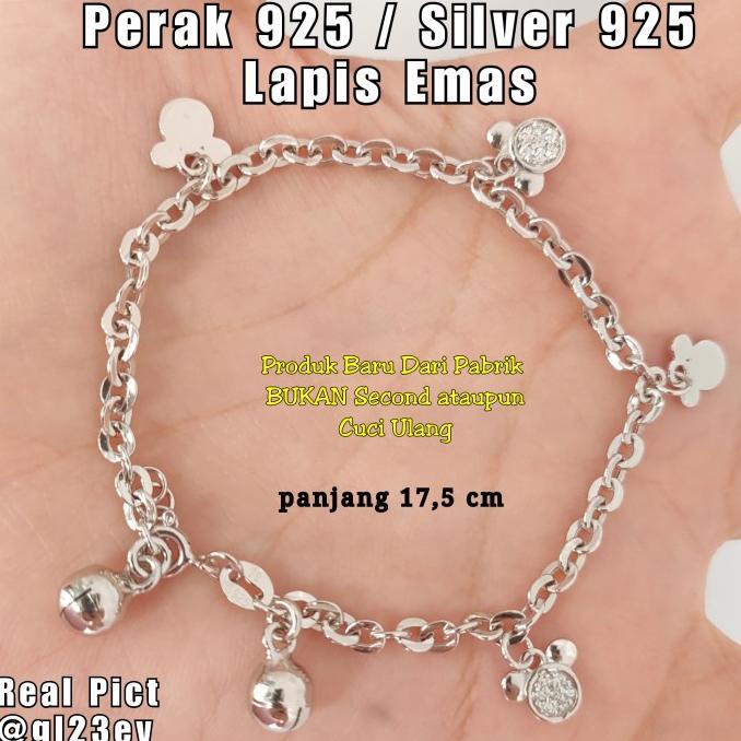 Gelang Kaki Bayi Perak Asli 925 Lapis Emas Gelang Kaki Anak