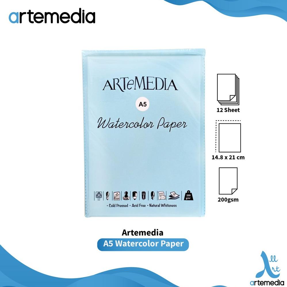 

Terbaik! Kertas Cat Air Artemedia A5 Watercolor Paper Sheet ,.
