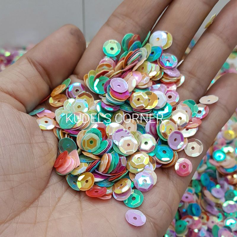 [part 3] payet rambochi cup edisi  dop pelangi 6mm / payet piring/ payet cekung / sequin cekung per 3gr