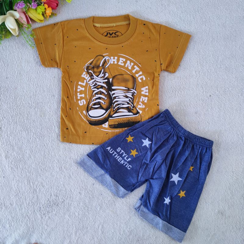 Setelan baby 3 4 5 6 bulan 1 tahun cowok baju anak laki laki harian ( setelan JVC STYLE )