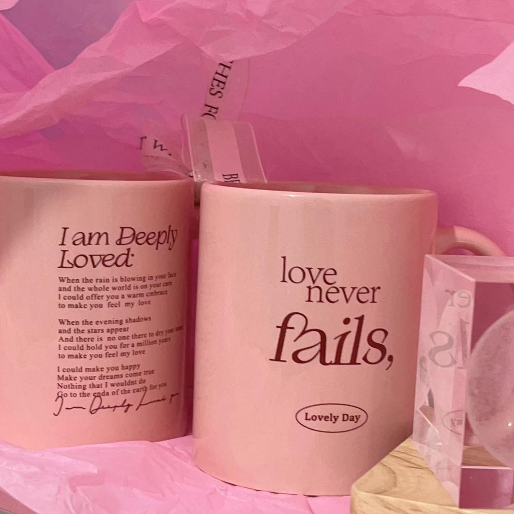 VALEN Pink Love Ceramic Mug / Gelas Mug Keramik Valentine Aesthetic Lucu Elegant