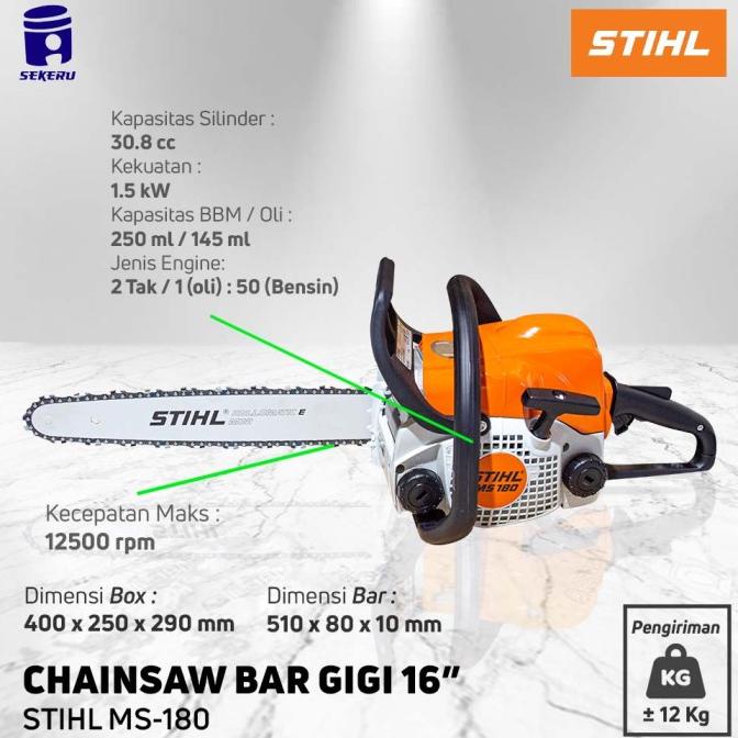 '+'+'+'+] CHAINSAW STIHL MS 180 SENSO MS180 Gergaji Kayu 16 inch Bar GIGI